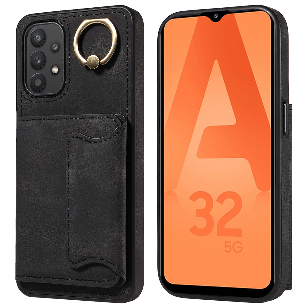 001 For Samsung Galaxy A32 5G M32 5G PU Leather TPU Card Holder Cover Ring Kickstand Smartphone Case 001 For Samsung Galaxy A32 5G M32 5G PU Leather TPU Card Holder Cover Ring Kickstand Smartphone Case